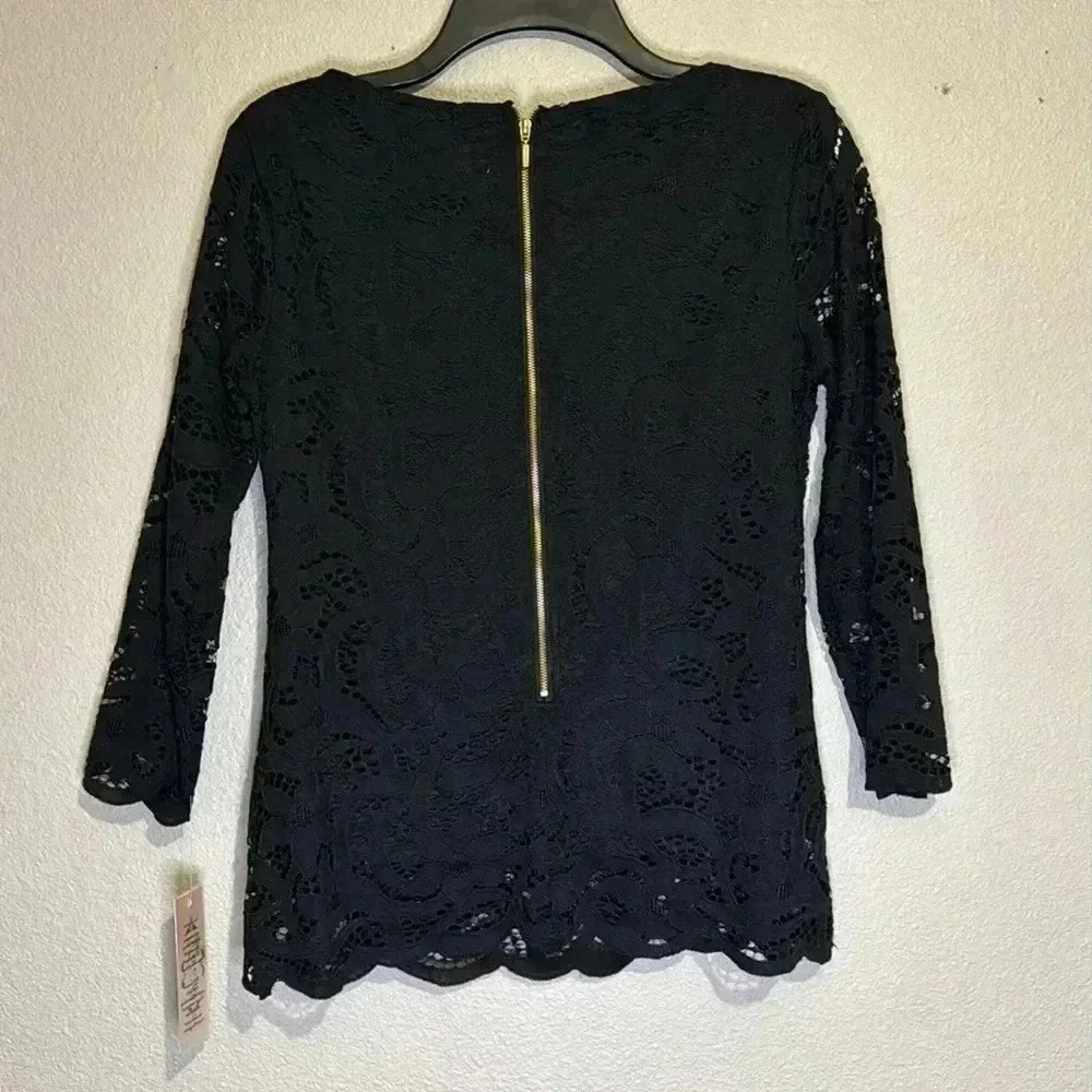 Nanette Lepore Classic Lace 3/4 Sleeves Top - Picture 4 of 6